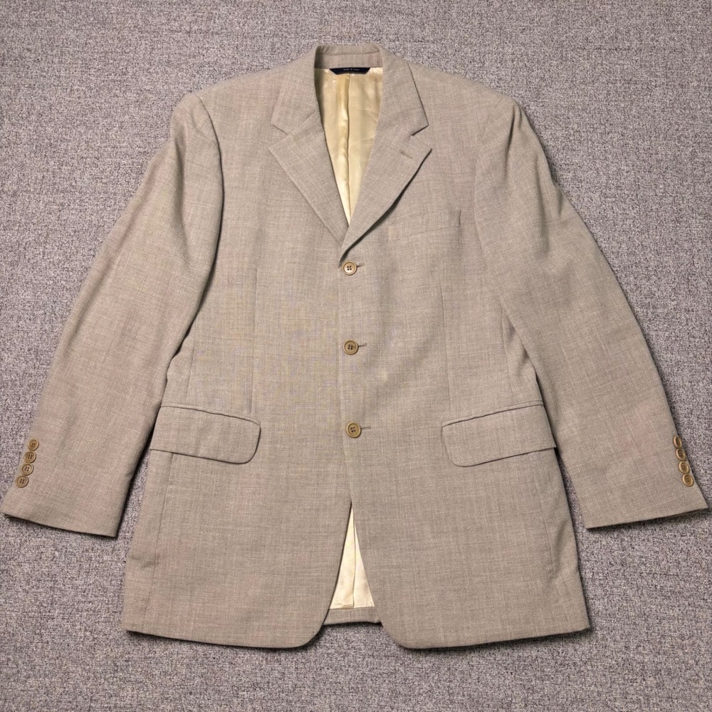Brooks Brothers Sport Coat Mens 42R Tan 3-Button Wool Blend Made in Italy Blazer